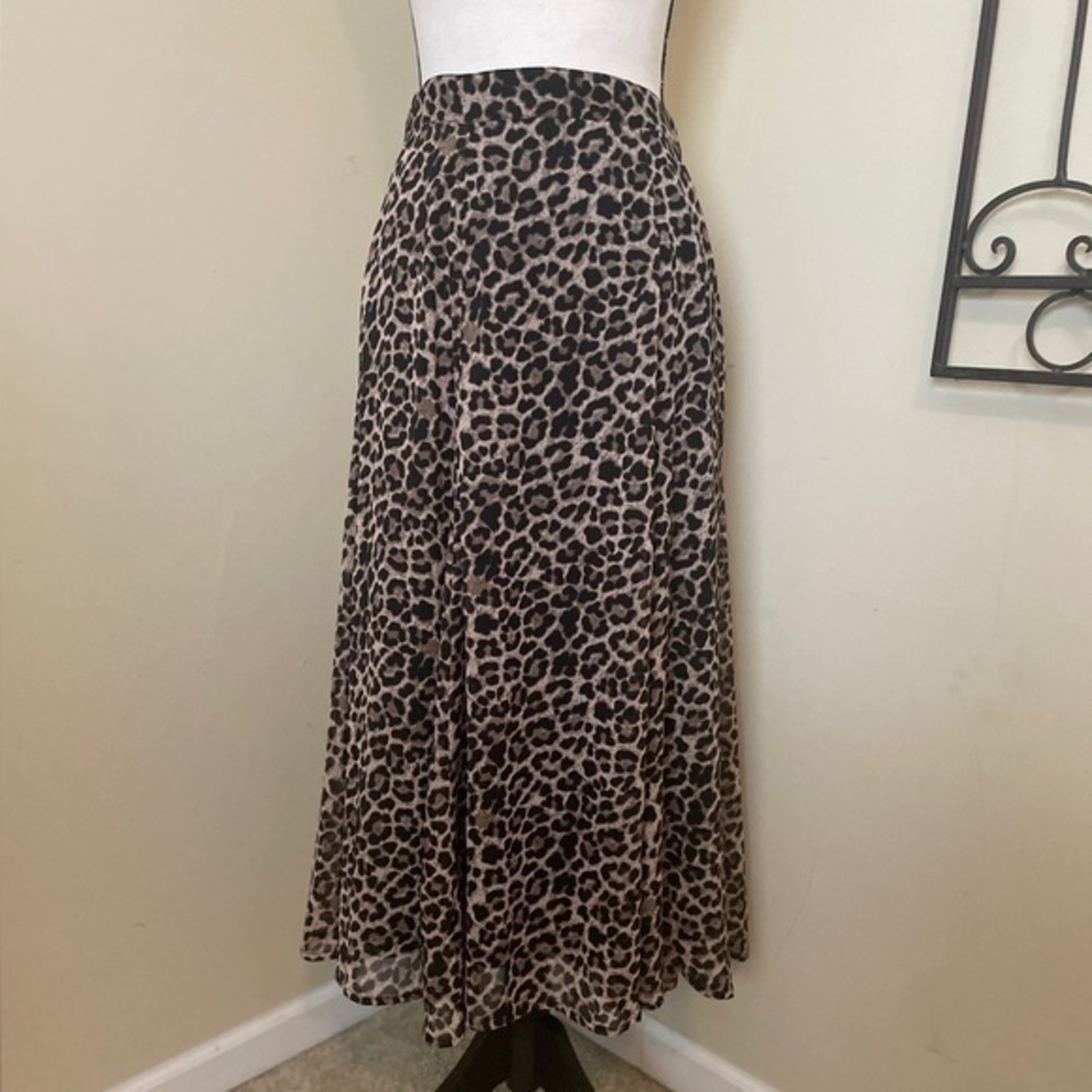 Fair Lady Vintage European Leopard Animal  Print Lined Maxi  Skirt Size 10P